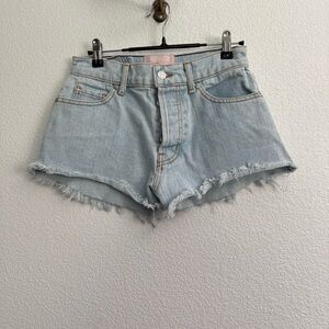 REVICE Light Wash Button Fly Shorts 24